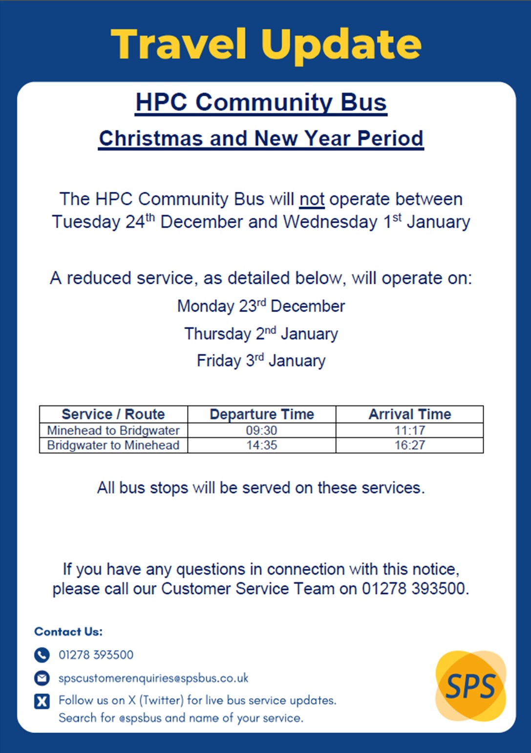 HPC Community Bus Service Update: - Stogursey Online
